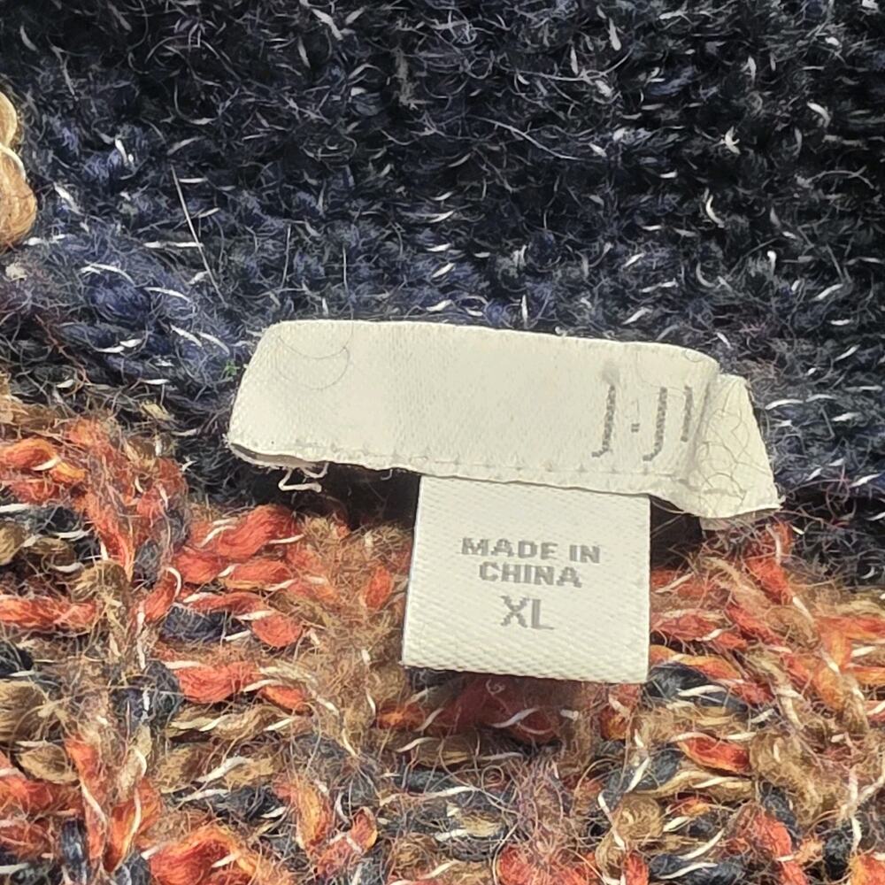 J. Jill Shawl Collar Button Front Patterned Cardigan in Navy, Rust, Gold - Picture 4 of 9